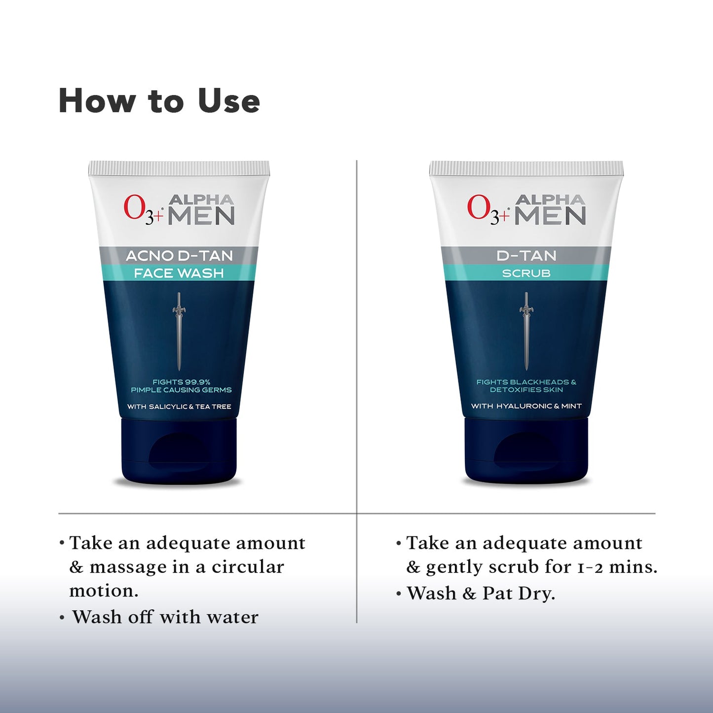 O3+ Alpha Men Clear Fresh Skin Duo how to use