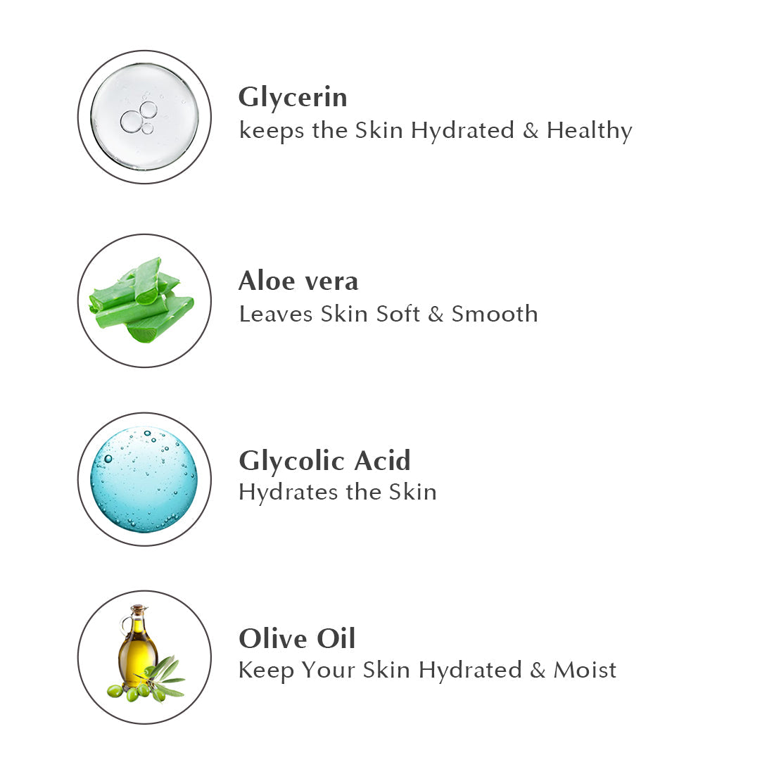 O3+ Brightening Facial Kit key ingredients - Aloe Vera, Glycolic Acid, Olive Oil