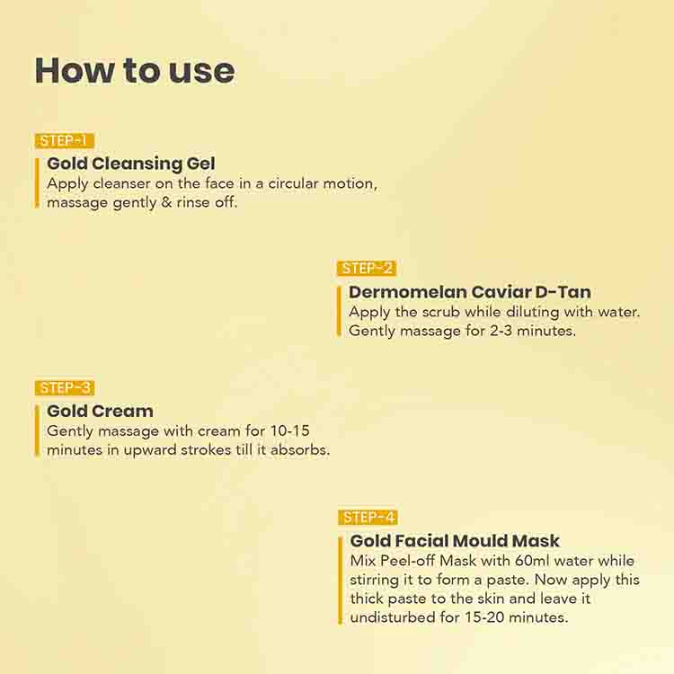 O3+ Gold Peel-Off Facial Kit how to use steps