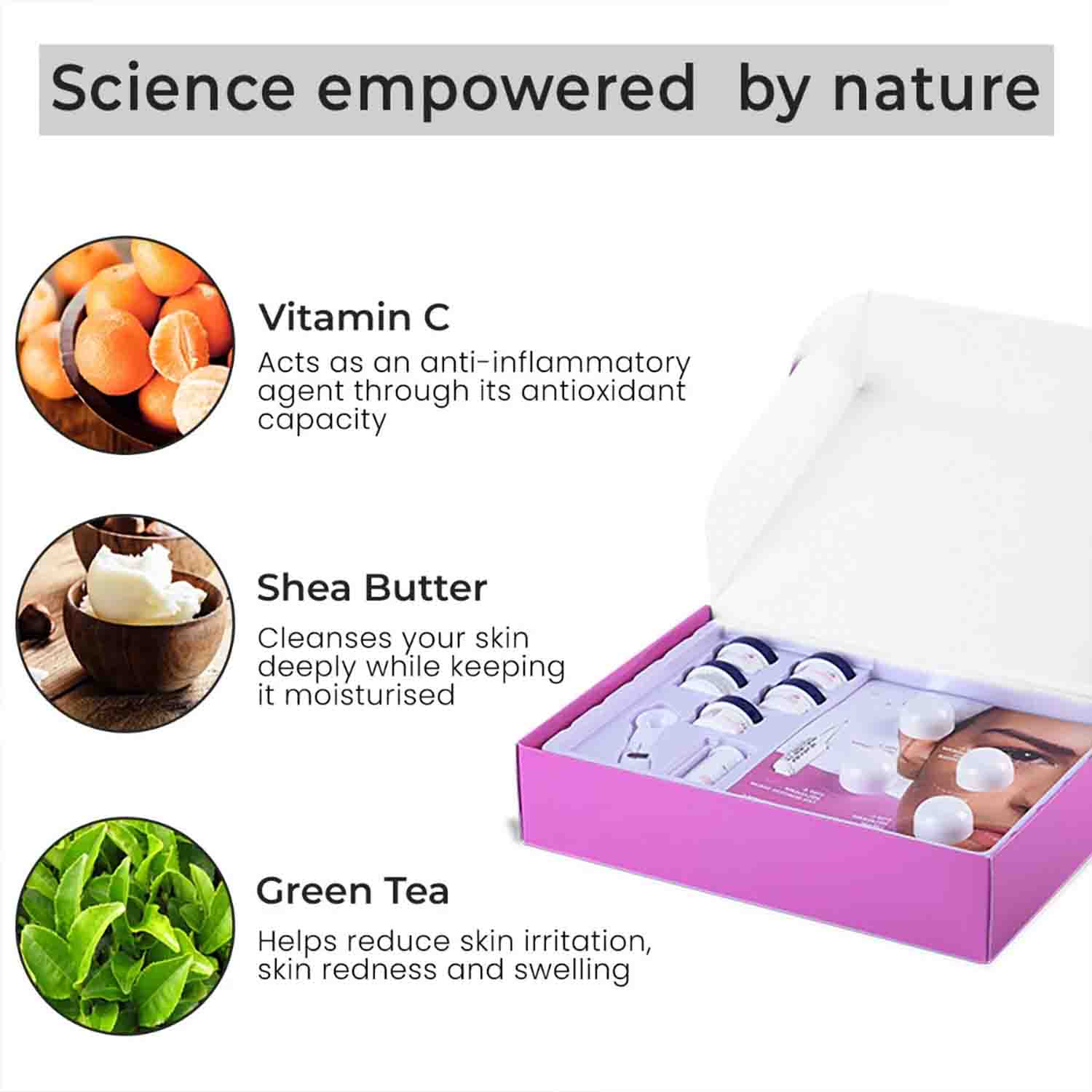 O3+ Power Brightening Kit ingredients - Vitamin C, Meladerm, Green Tea