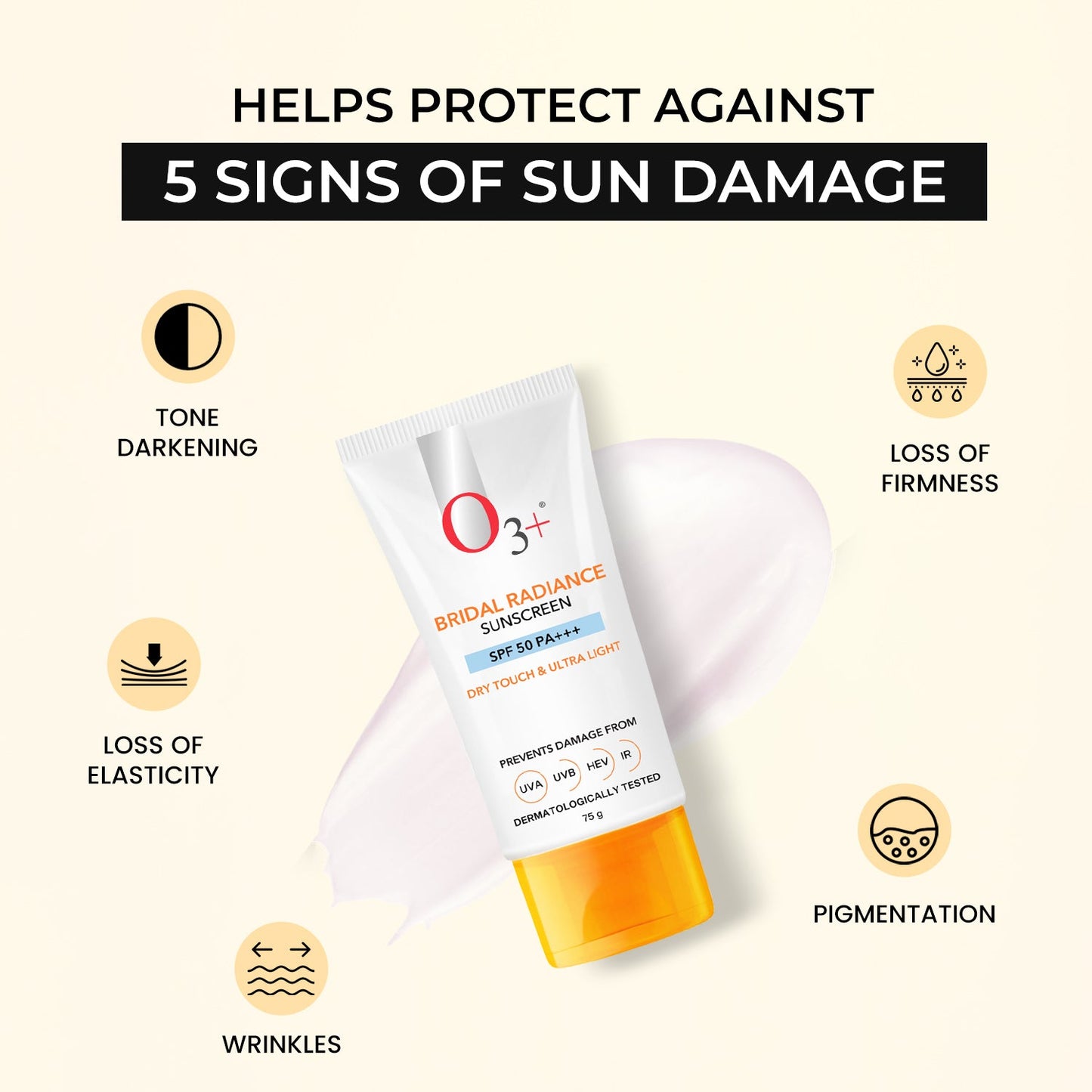O3+ Bridal Sunscreen SPF 50 key benefits