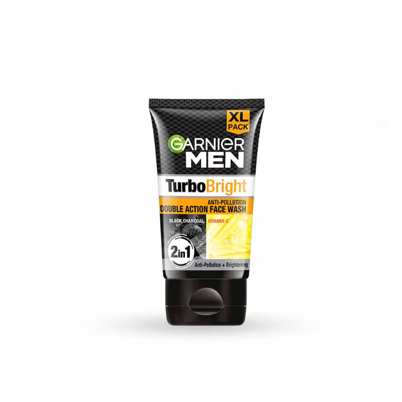 Garnier Men Turbo Bright Double Action Face Wash, Deep Cleansing Anti Pollution Face Wash