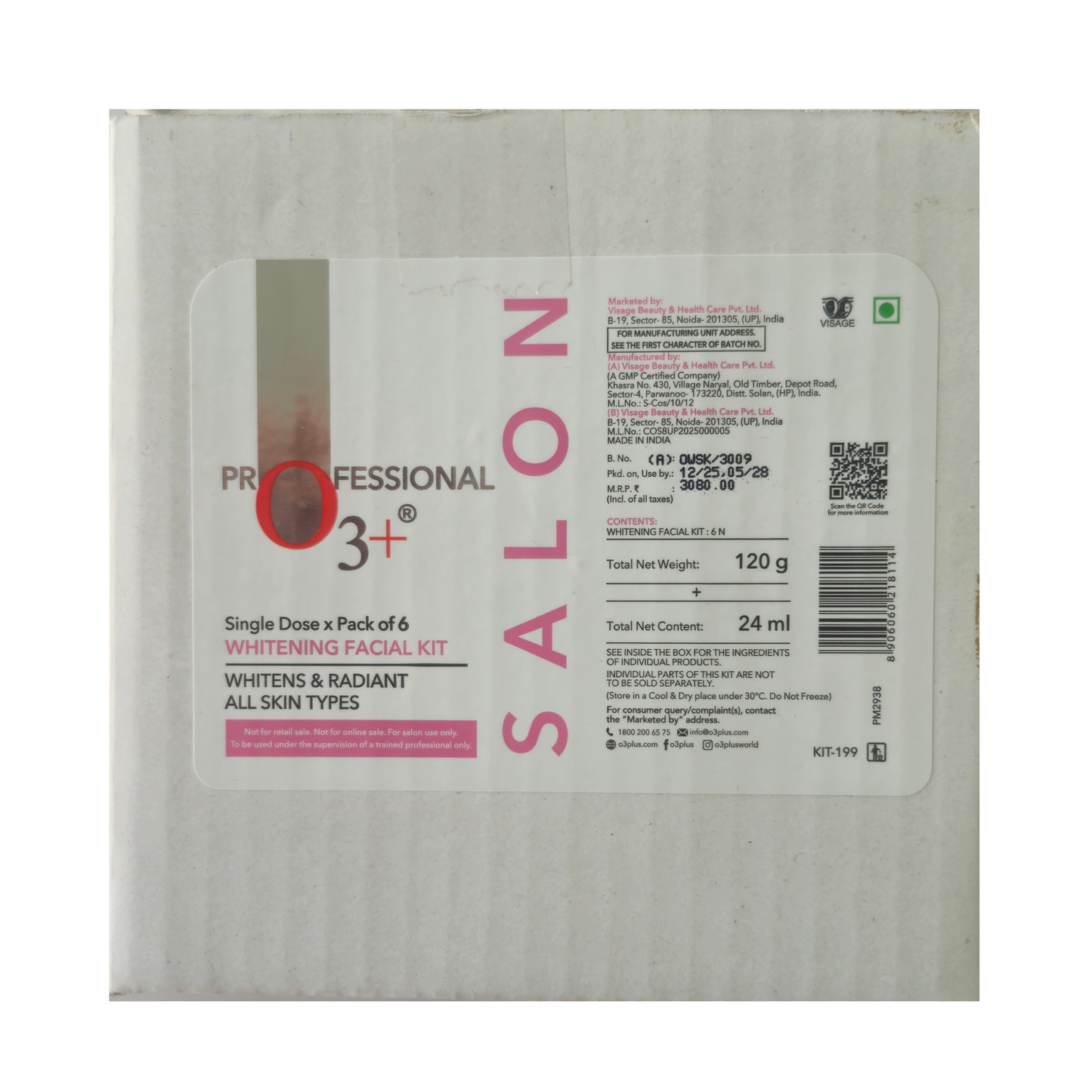 O3+ Professional Whitening Facial Kit (Saloon Pack) - Pack of 6 Single use Kit.
