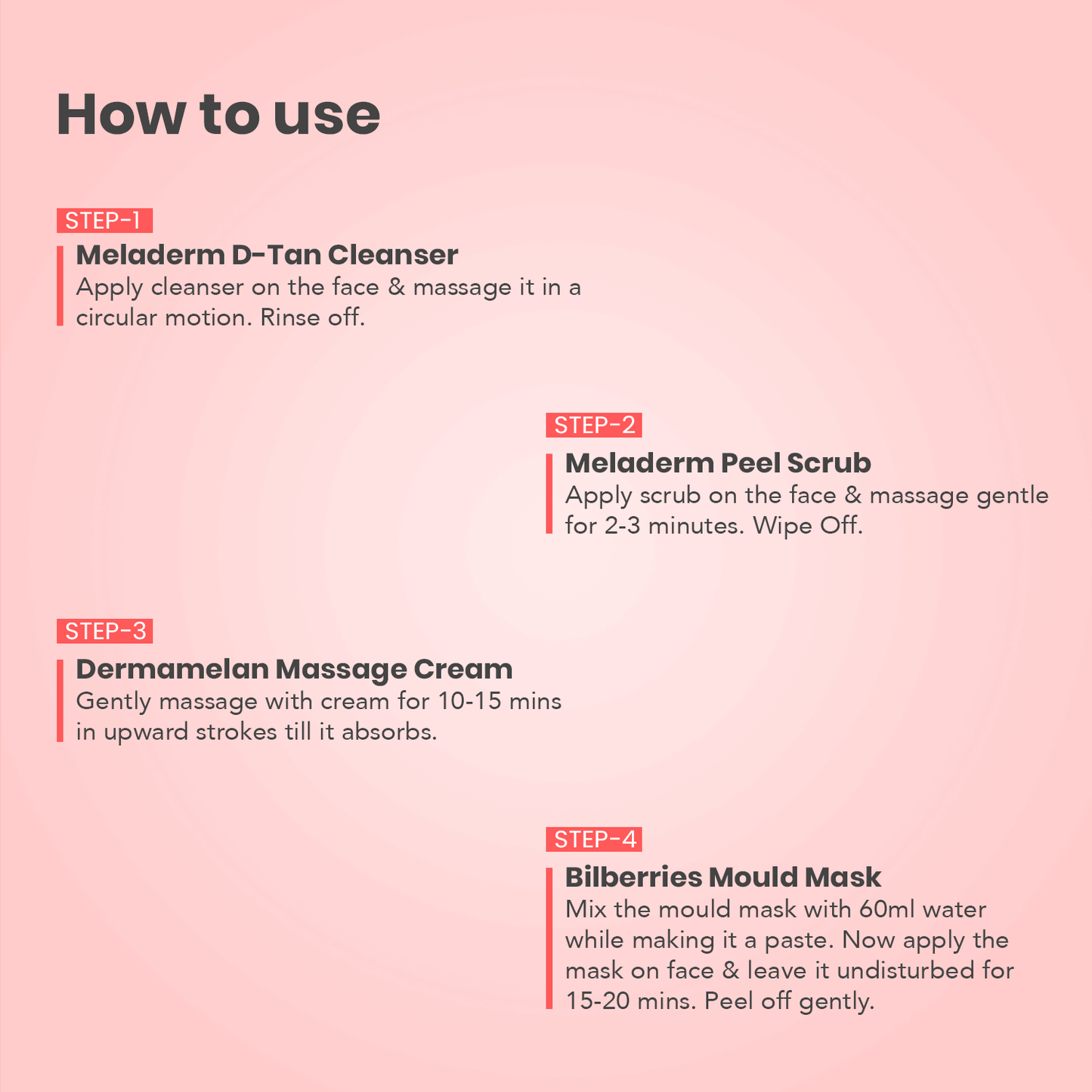 O3+ D-Tan Facial Kit how to use steps