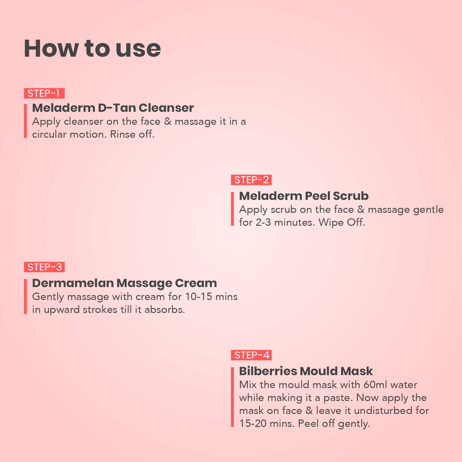 O3+ D-Tan Facial Kit how to use steps