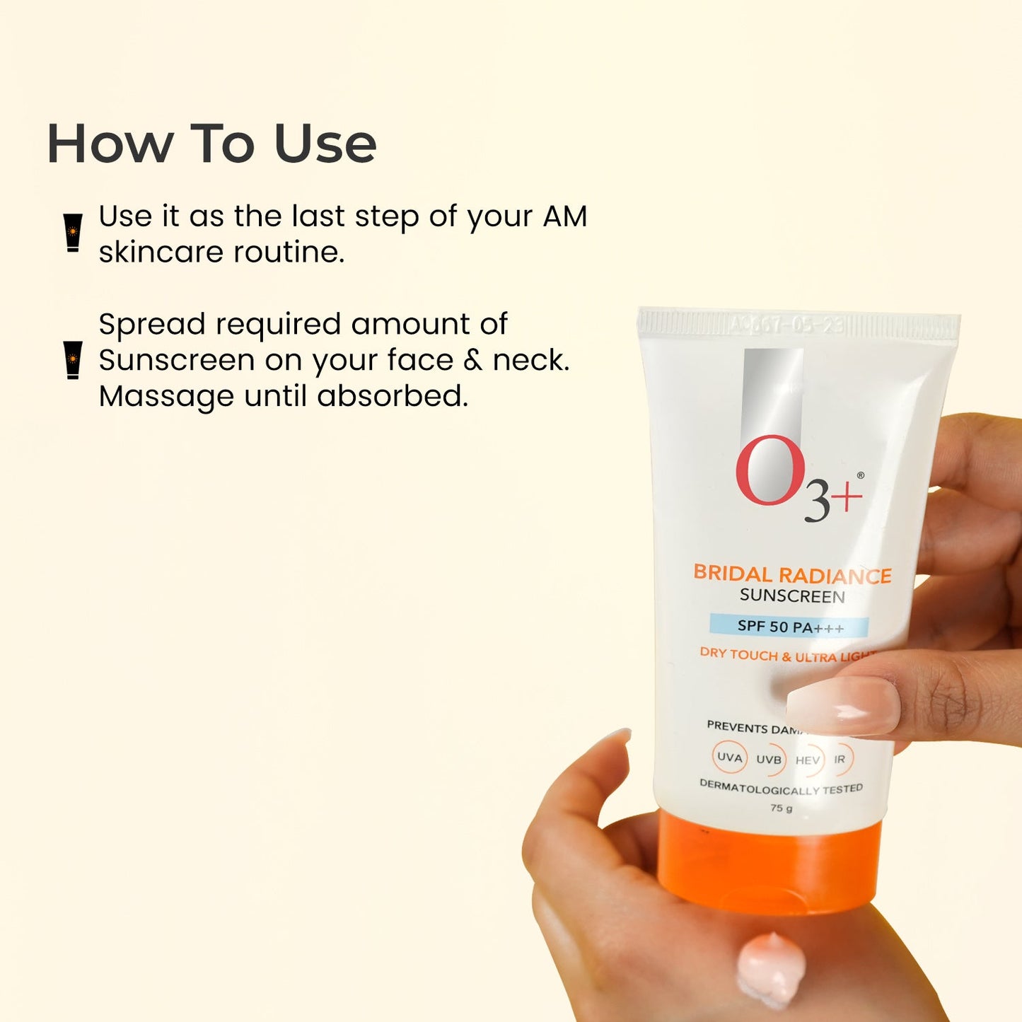 O3+ Bridal Sunscreen glow skin result