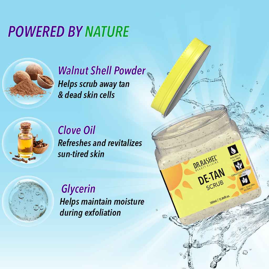 Dr. Rashel De-Tan Scrub ingredients - Walnut, Clove