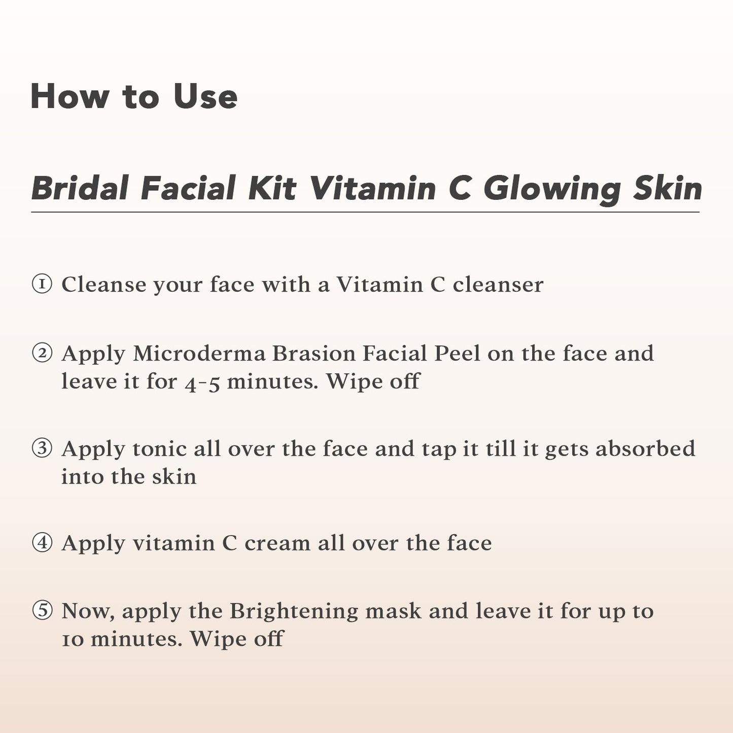 O3+ Vitamin C Kit how to use steps 1-5