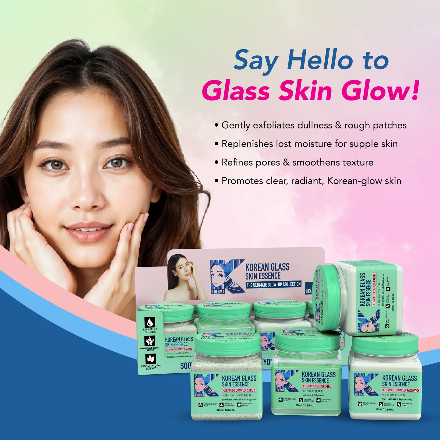 Dr. Rashel K-Derma Korean Glass Skin ingredients - Rice Water, Ceramide, Hyaluronic Acid