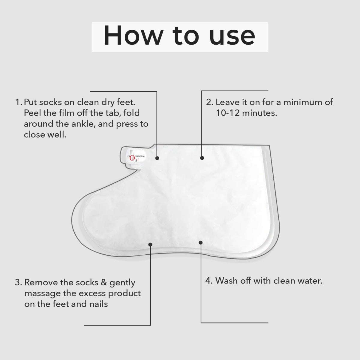 O3+ Pedi Bright Foot Mask how to use steps