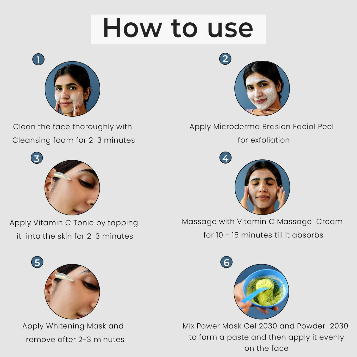 O3+ Bridal Vitamin C Kit how to use steps 1-5