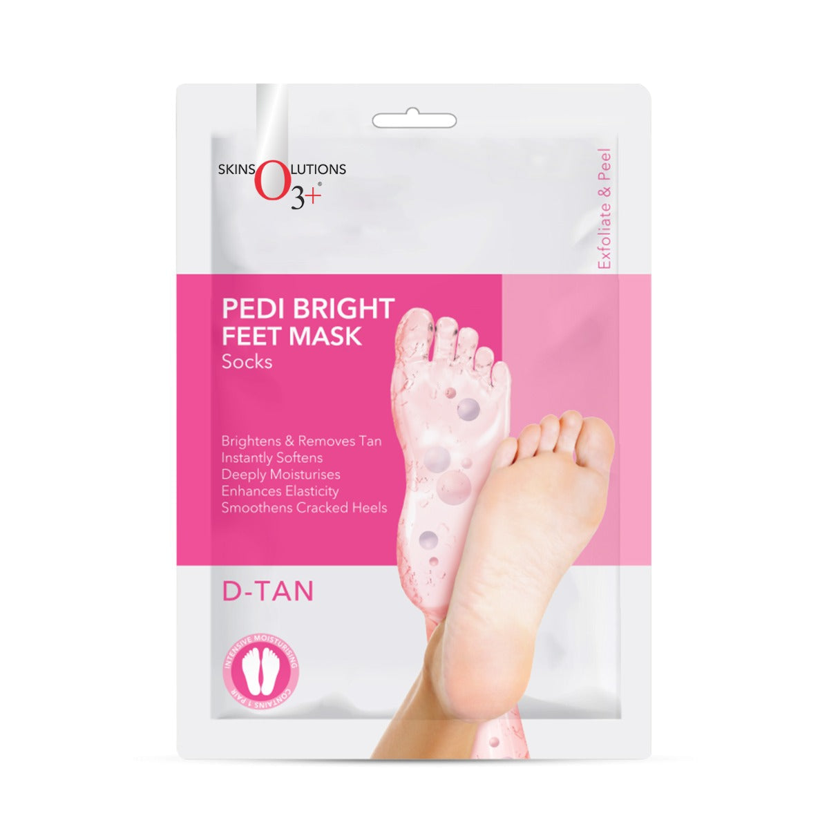 O3+ Pedi Bright Foot Mask in use on feet