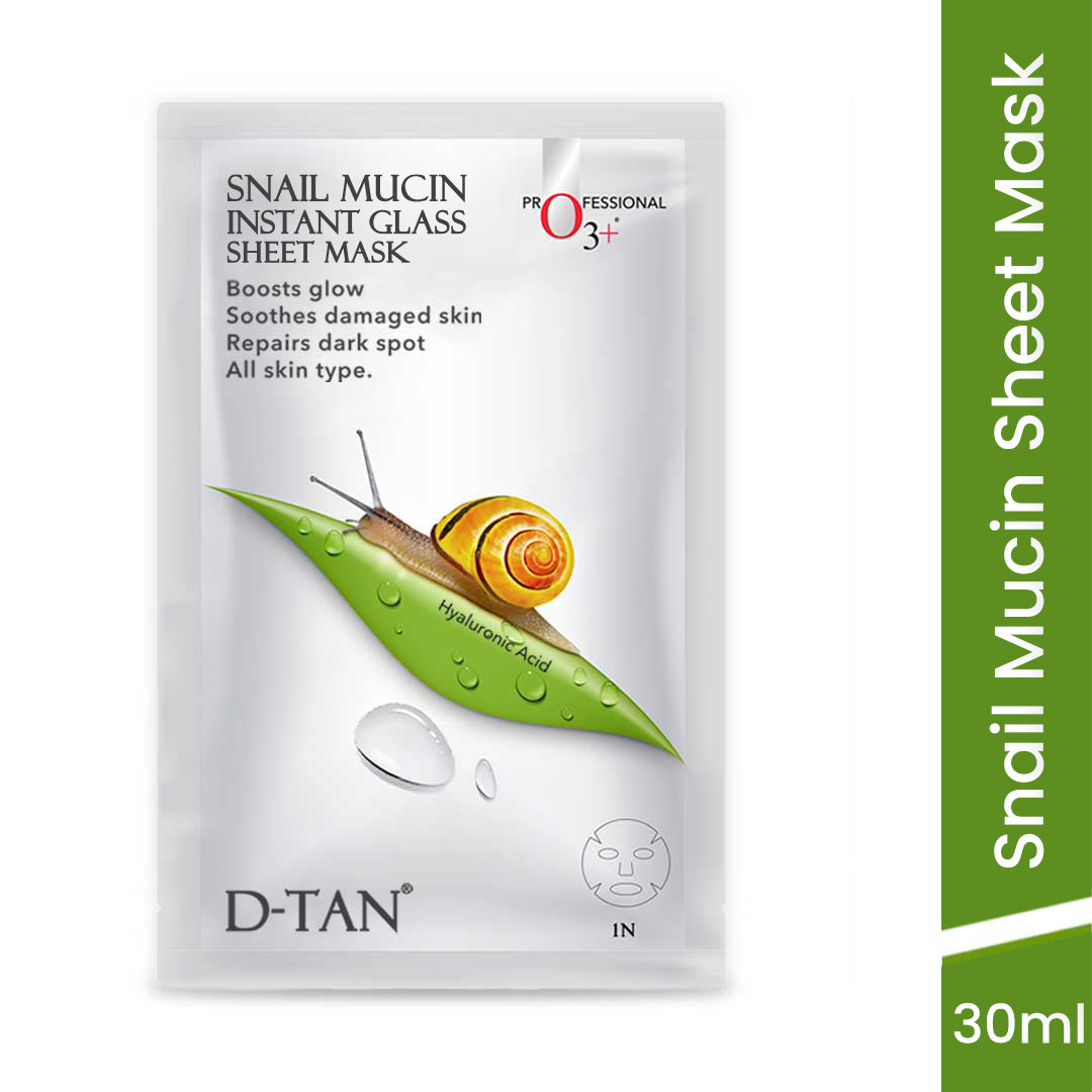 O3+ Snail Mucin Glass Sheet Mask with packaging strip